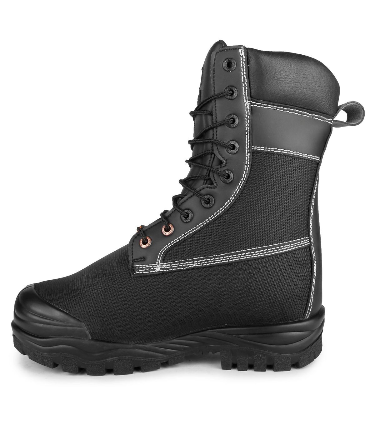 Larch, noir, bottes de travail 9" en nylon, protection métatarsienne
