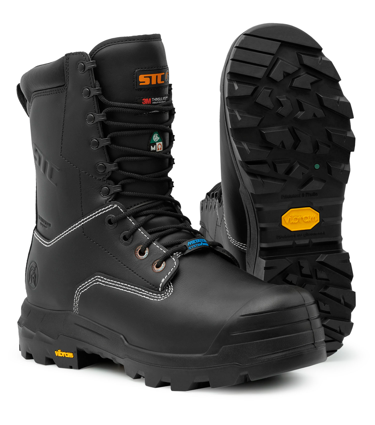 Hardrock flex, noir, bottes de travail 10'' cuir, protection métatars