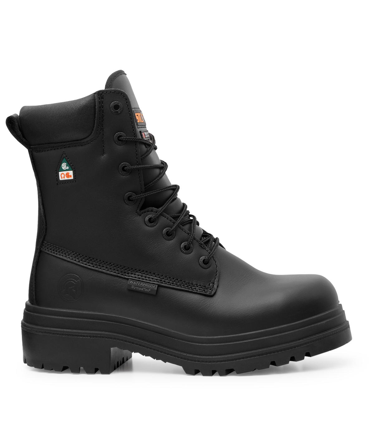 Alertz, noir, bottes de travail 8'' imperméables cuir , Vibram TC4+