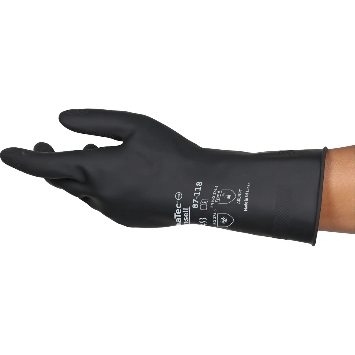 Gants résistants aux produits chimiques AlphaTec 87-118, 12,6" lo, latex de caoutchouc, doublure en coton, 31-mil