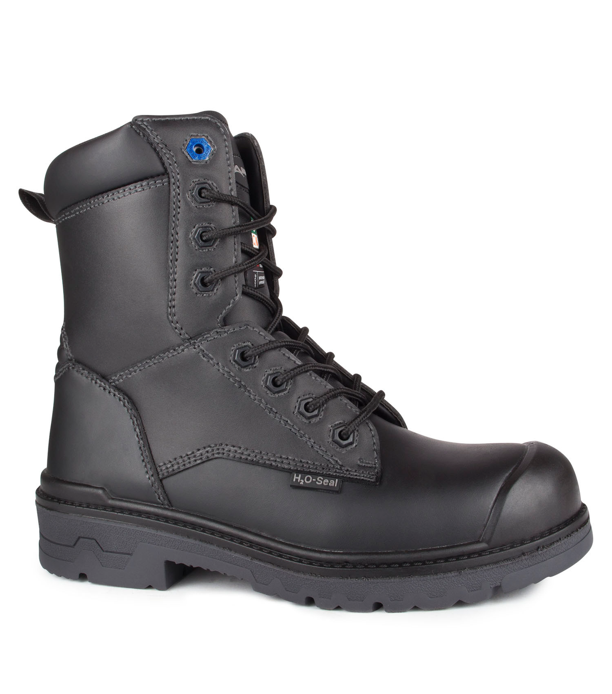 Progum, noir, bottes de travail 8" en cuir, semelle antidérapante