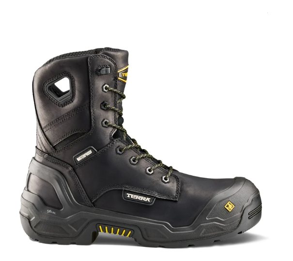 Bottes de travail imperméable Terra Exile 25 de 8 po pour hommes avec embout en composite, noir