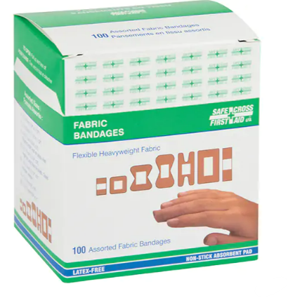Boite de 100 bandages, Assorti, Tissu, Stérile