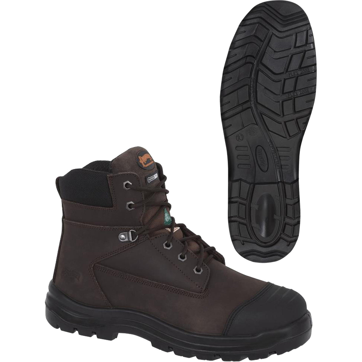 1026 Bottes de travail 6" marron, cuir, embout acier, taille 8