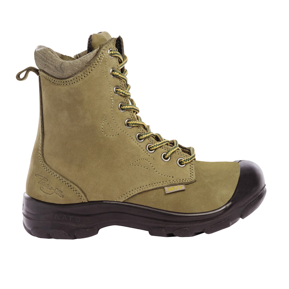 S558 Kaki, bottes de travail 8" en cuir nubuck, cap en acier pour femme