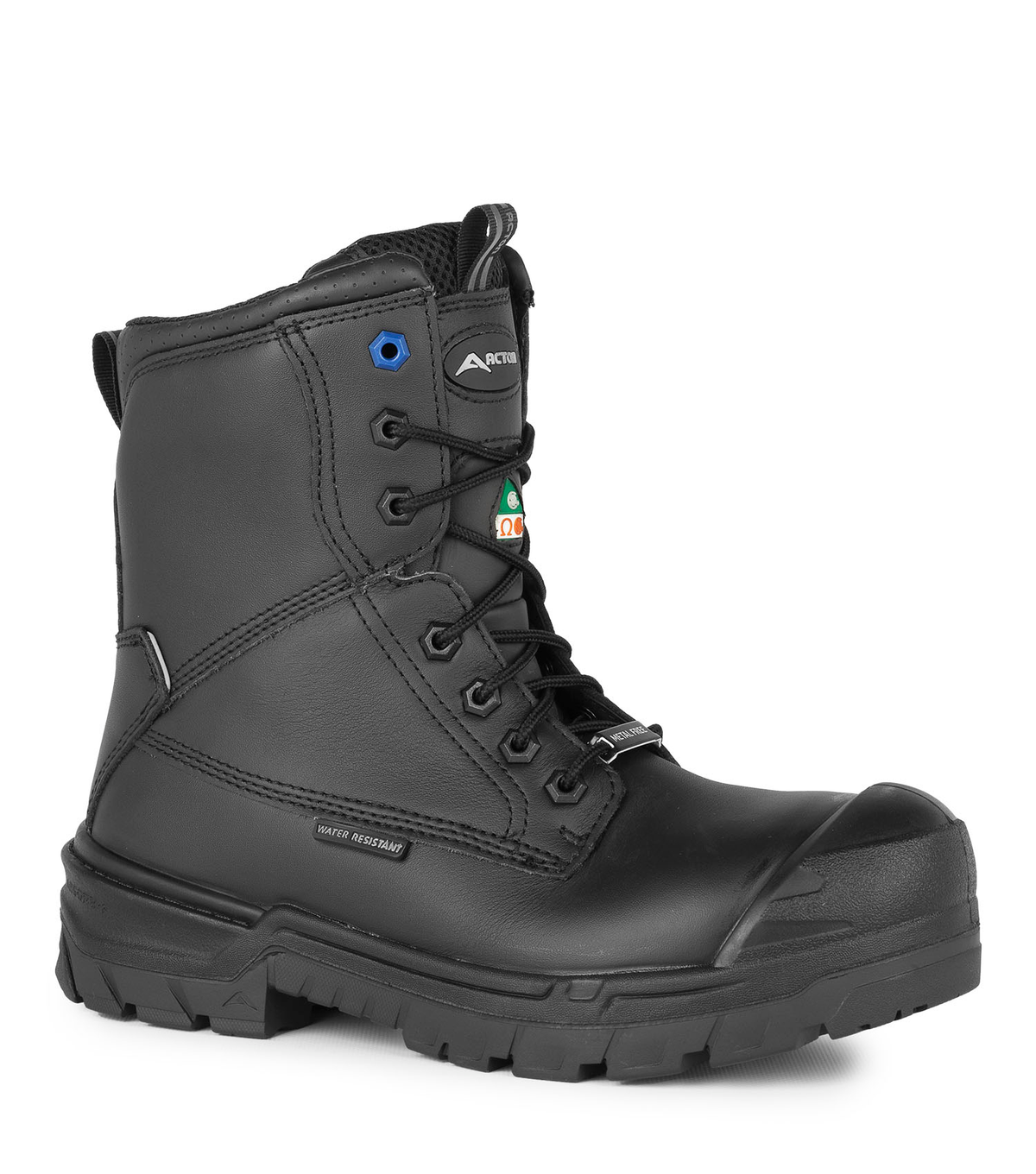 G3M, noir, bottes de travail 8" en cuir, semelle antidérapante