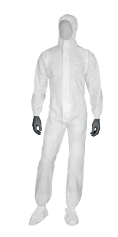 DT117, Combinaison de protection chimique jetable antistatique type 5 étanche aux particules sèches offrant un bon maintien et une protection renforcée