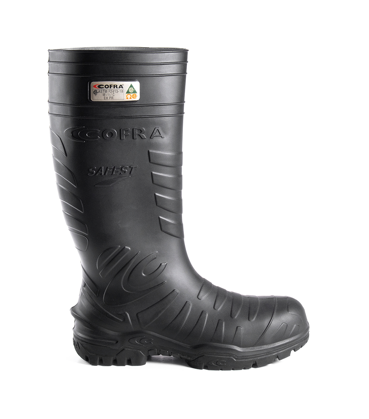 Safest, noir, bottes imperméables de travail 15" sans métal en PU