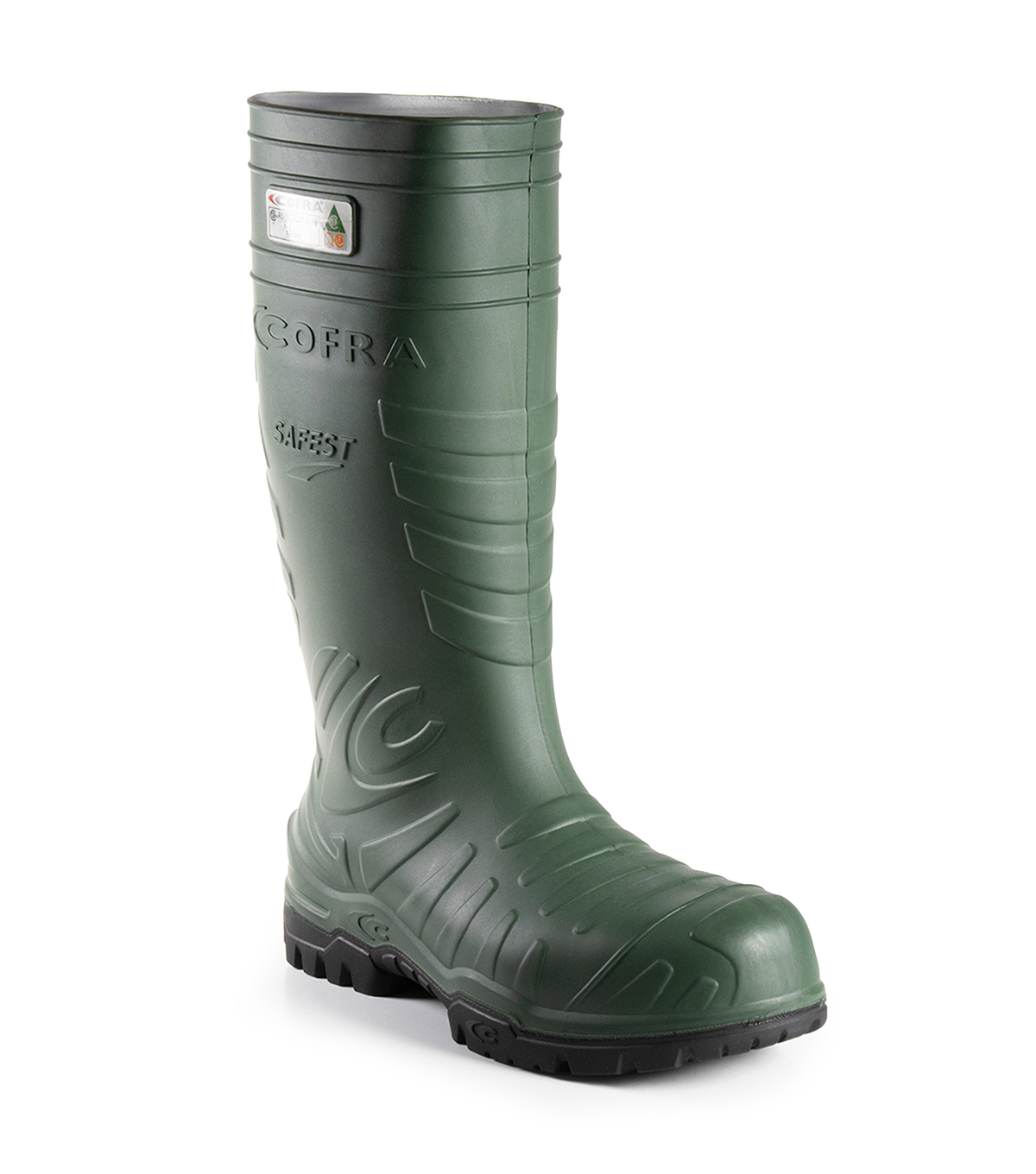 Safest Vert, bottes imperméables de travail 15" sans métal en PU