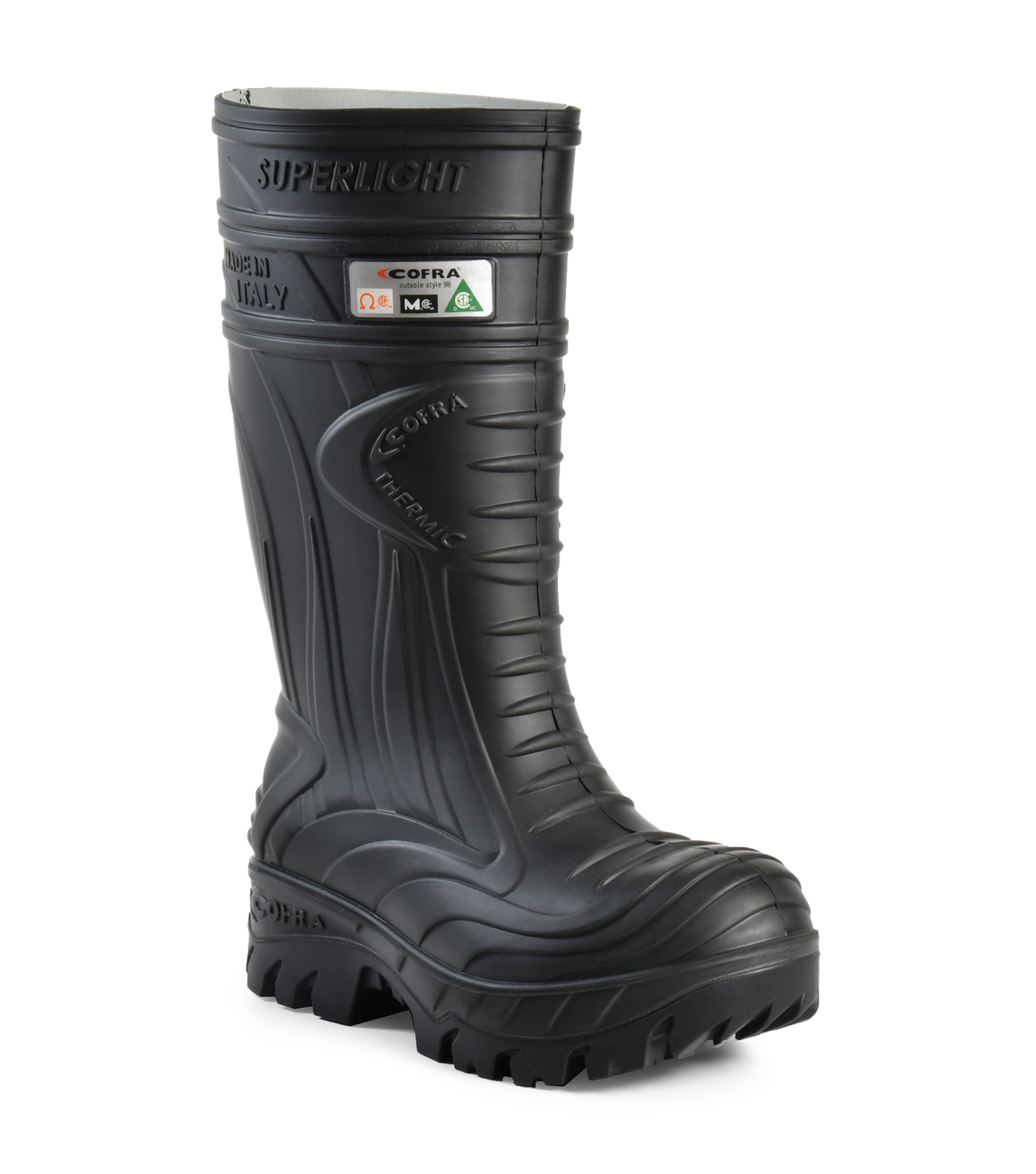 Thermic, noir, bottes de travail isolées, protection métatarsienne