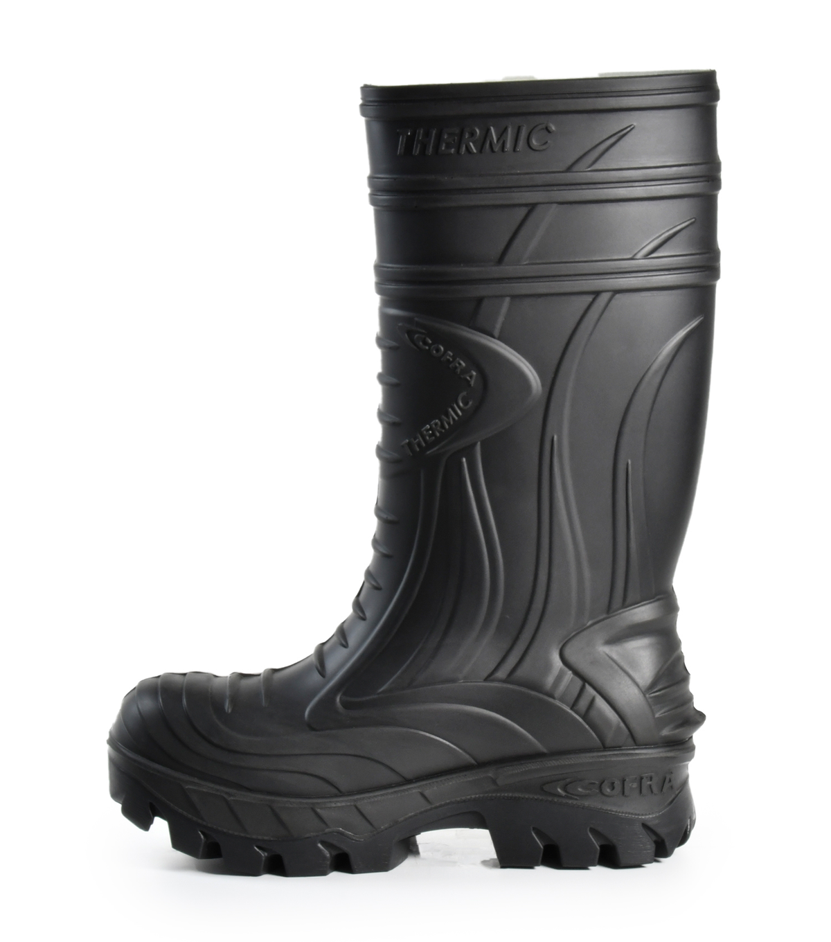 Thermic, noir, bottes de travail isolées, protection métatarsienne