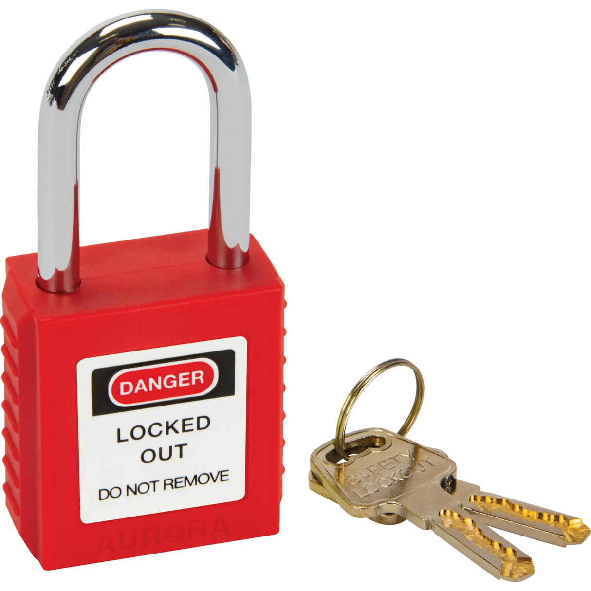 Verrouillage pour les consignations, cadenas de sécurité, clés différentes, thermoplastique, largeur de 1-1/2", Rouge