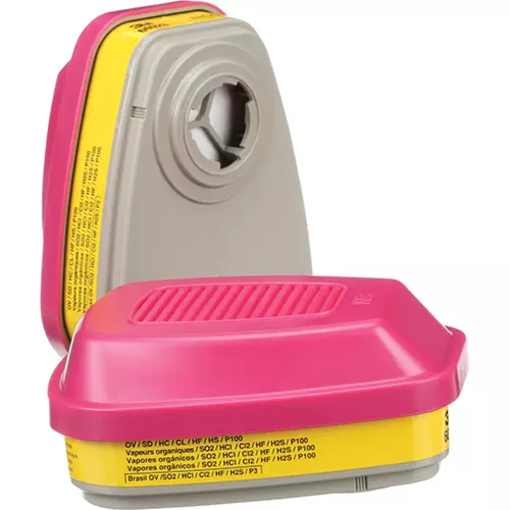 Paquet de 2 cartouches pour respirateur série 6000, cartouche gaz/vapeur, vapeurs organiques/gaz acides/P100