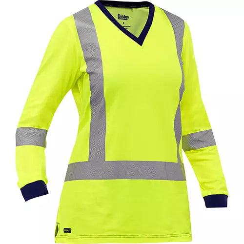 Chemise à manches longues et X au dos Bisley pour femmes, poly-coton, jaune lime haute visibilité
