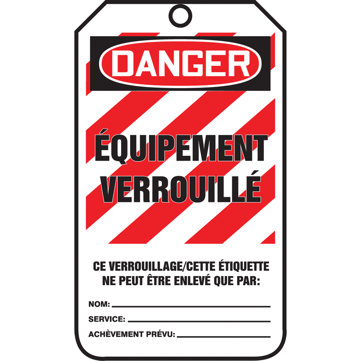 Paquet de 5 étiquettes de verrouillage, Papier cartonné, 3-3/8" la x 5-7/8" h, Français