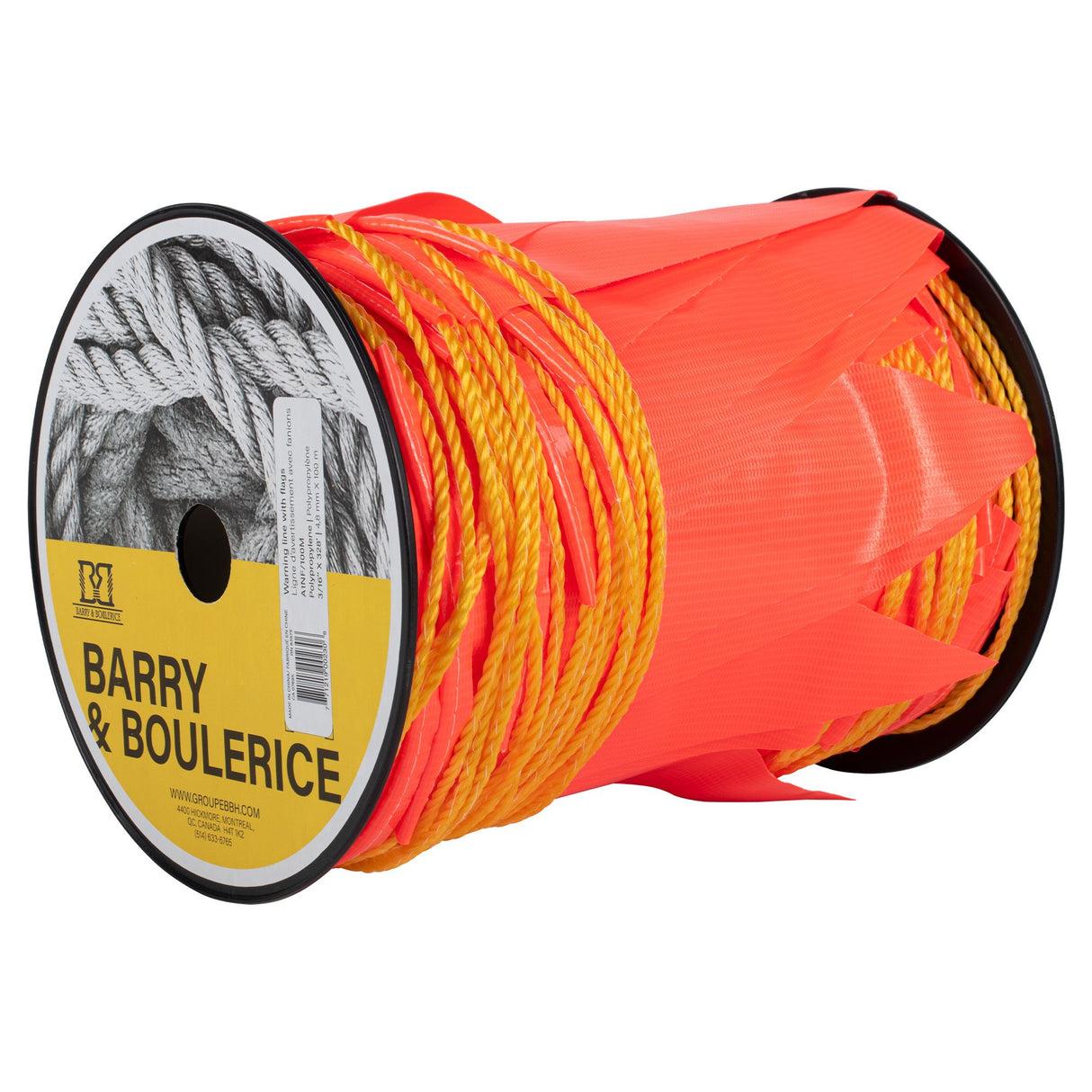 Ligne d'avertissement avec fanions, rouge avec fanions orange