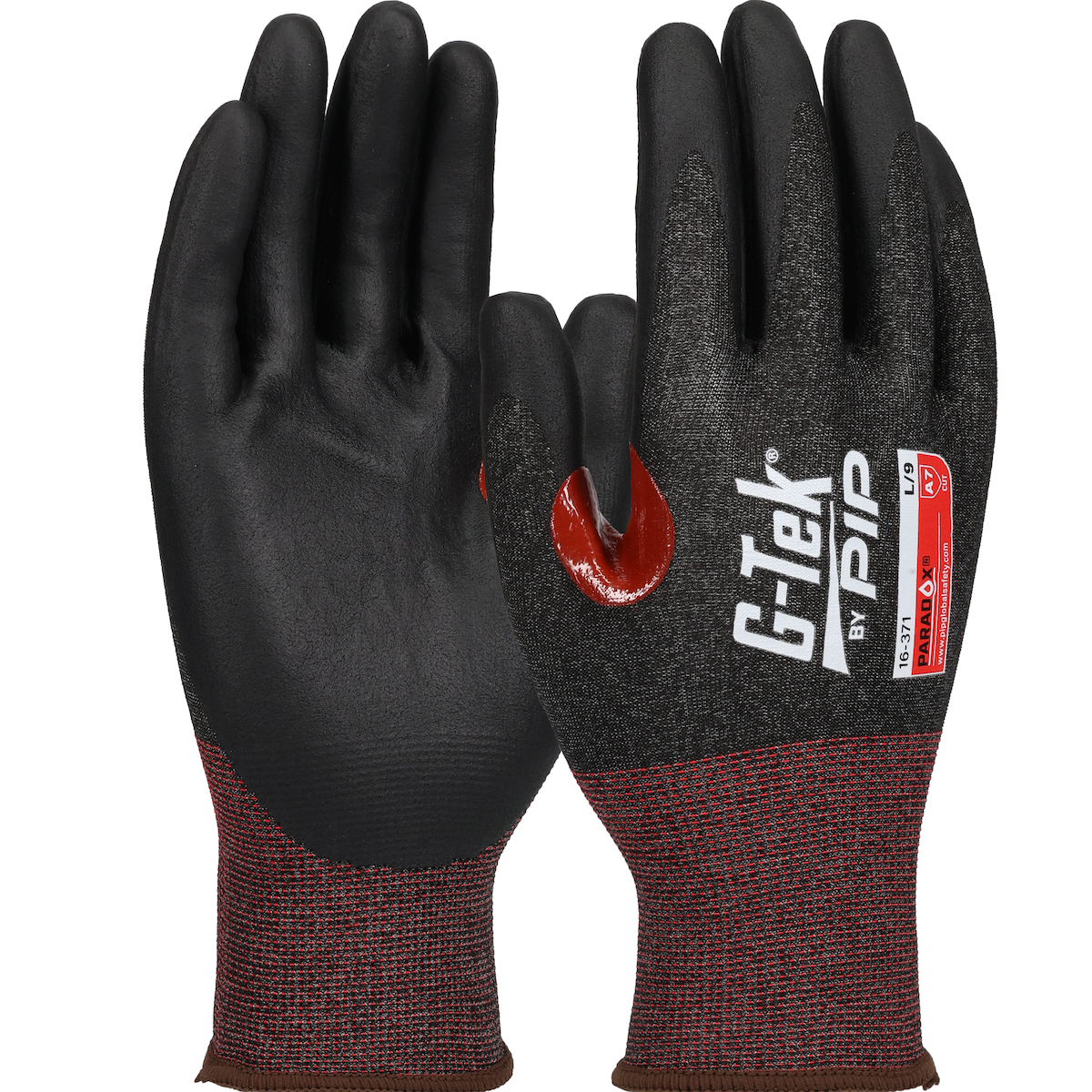 Gants en polyéthylène tricoté sans couture bleu Blended PolyKor® avec prise en mousse de nitrile noire sur la paume et les doigts et renfort bleu au niveau de l'âme du pouce - 21 jauges - compatible avec l'écran tactile