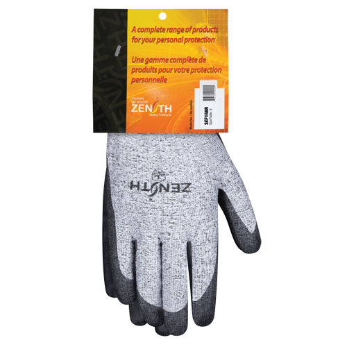 Gants élastiques sans coutures résistants à la coupe, calibre 13, revêtement Polyuréthane, enveloppe en PEPH, ANSI/ISEA 105 niveau 4/EN 388 niveau 5