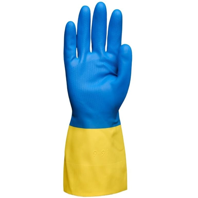 Caoutchouc naturel renforcé de chloroprene, épaisseur de ± ,6 mm, longueur 33 cm, bleu/jaune