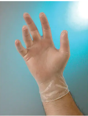 Gants d'examen, Moyen,Vinyle,4 mils, Sans poudre, Transparent, Classe 2
