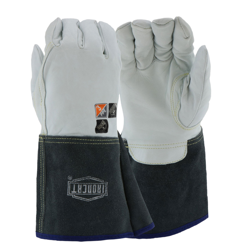 Gant de soudeur TIG en cuir de chevreau AR premium avec doublure anti-coupure en Para-Aramid et coutures en Kevlar® - manchette gantelet