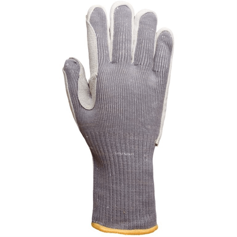 Gants ANSI A6 coupure, perforation 4/4 (En), tricot double fil Textra/Inox, paume cuir fendu