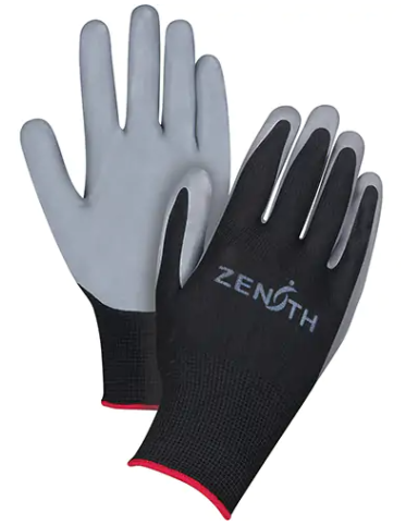 Gants enduits confortables de première qualité, rêvetement nitrile, calibre 13, enveloppe en polyester