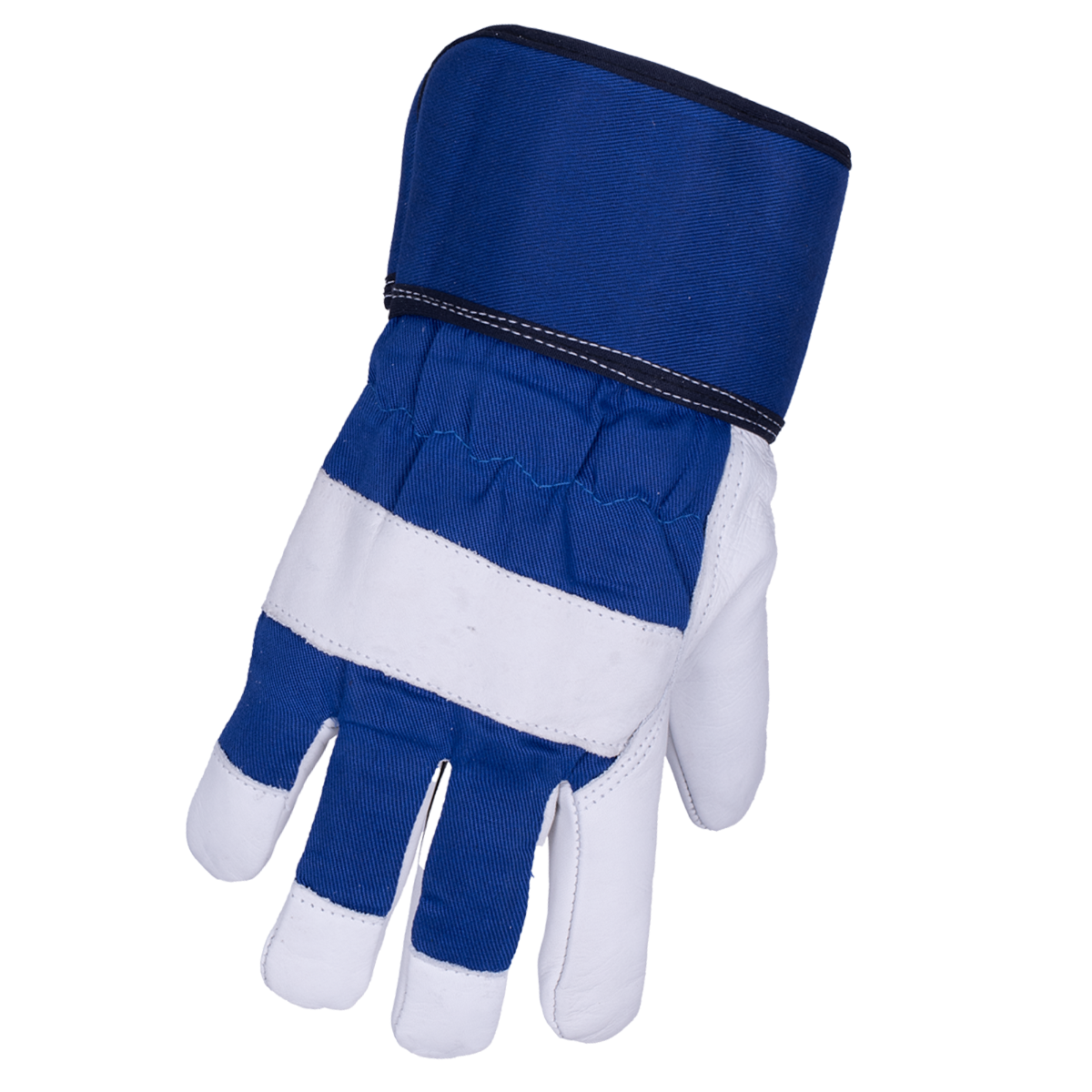 Gants en cuir de vache doublés, bleu