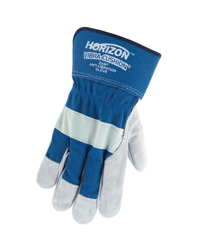 Gants en cuir de vache fendu amortisseurs de vibration, Grand