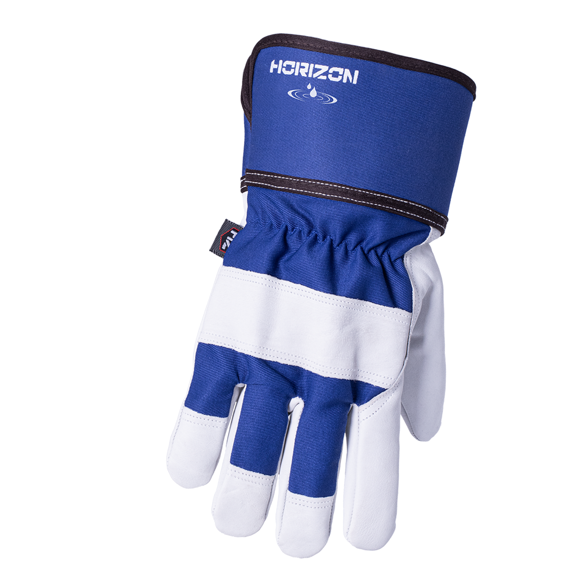 Gants doublés en cuir de vache avec traitement déperlant, bleu