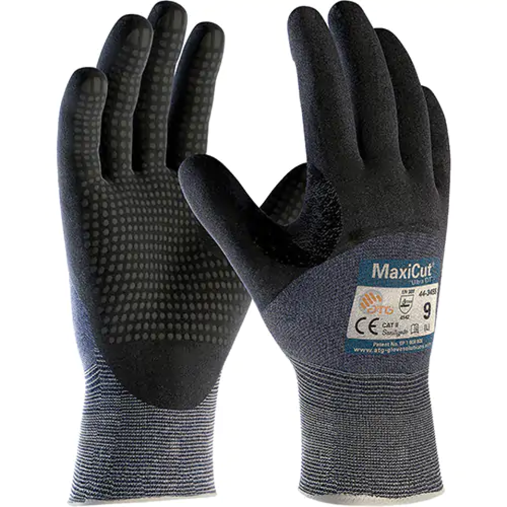Gants ATG MaxiCut Ultra DT, calibre 15, revêtement nitrile, enveloppe en fil technique, ASTM ANSI niveau a3/en 388 niveau 5/en 388 niveau c