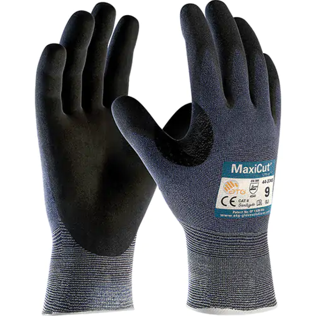Gants résistant aux coupures ATG MaxiCut Ultra, calibre 15, revêtement mousse de nitrile, enveloppe en PEPH, ASTM ANSI niveau a3/en 388 niveau 5/en 388 niveau c