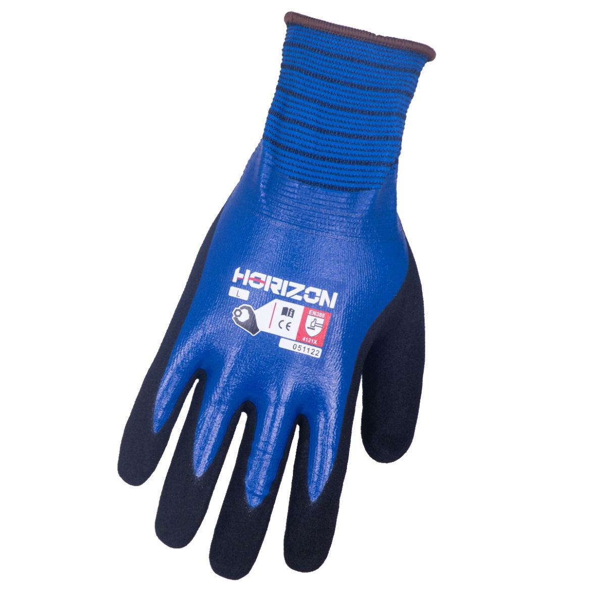 Gants enduits de nitrile doublement trempés, bleu, moyen