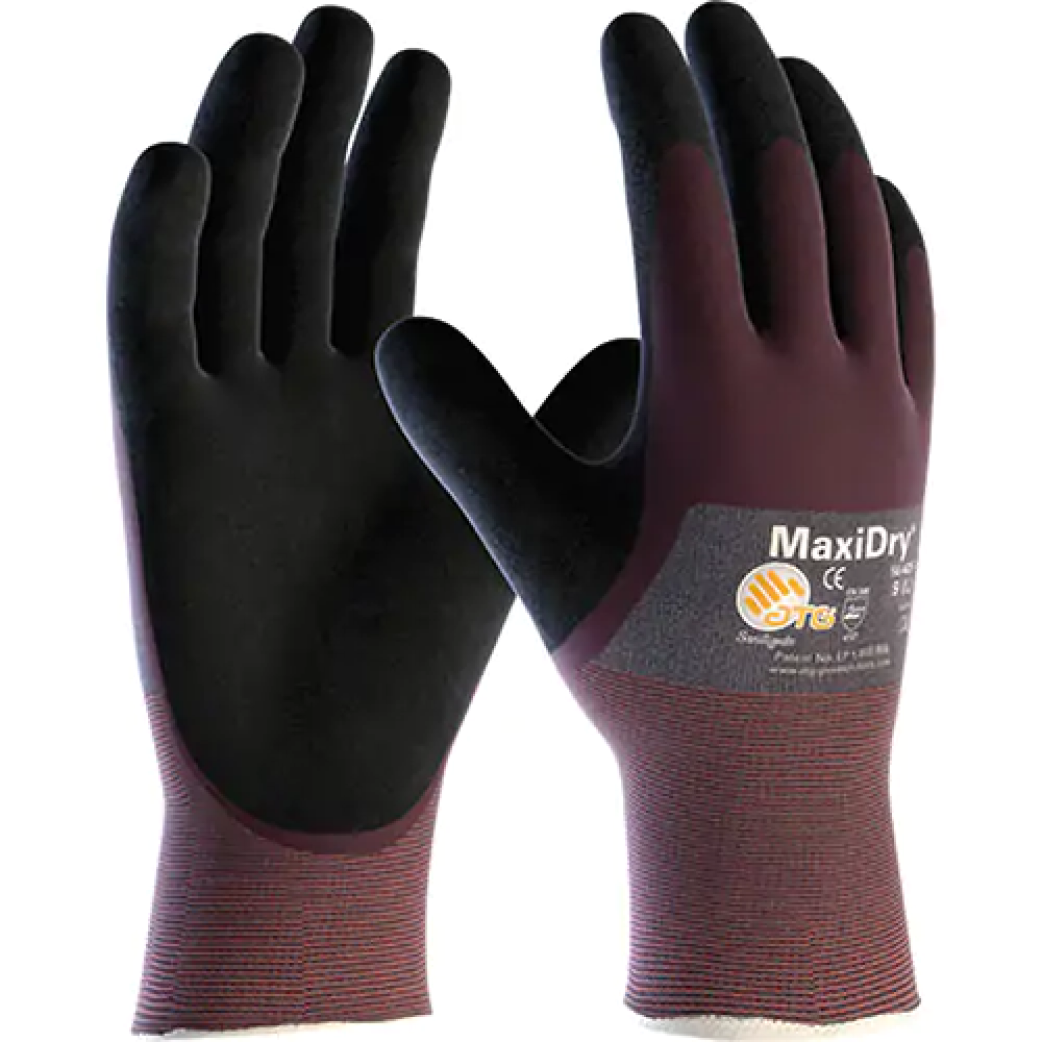 Gants MaxiDry, revêtement mousse de nitrile, calibre 18, enveloppe en nylon
