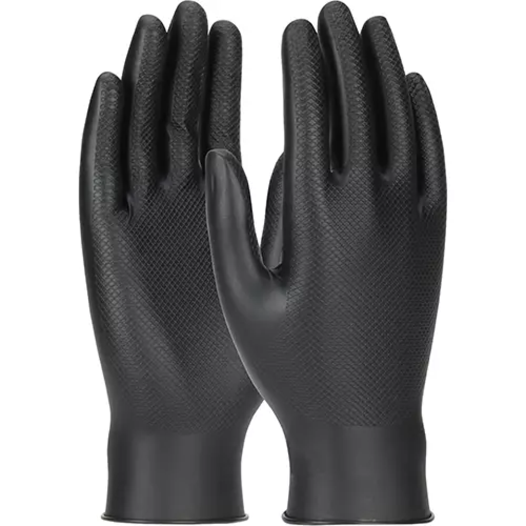 Boite de 50 gants jetables ambidextres Grippaz Skins, nitrile, 6 mils, sans poudre, noir