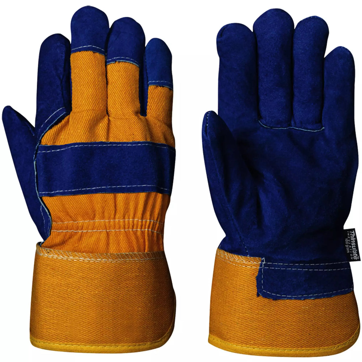 630 Gants d'appareilleur isolés bleus, Taille unique, Paume en Cuir de vache refendu, Doublure en Boa