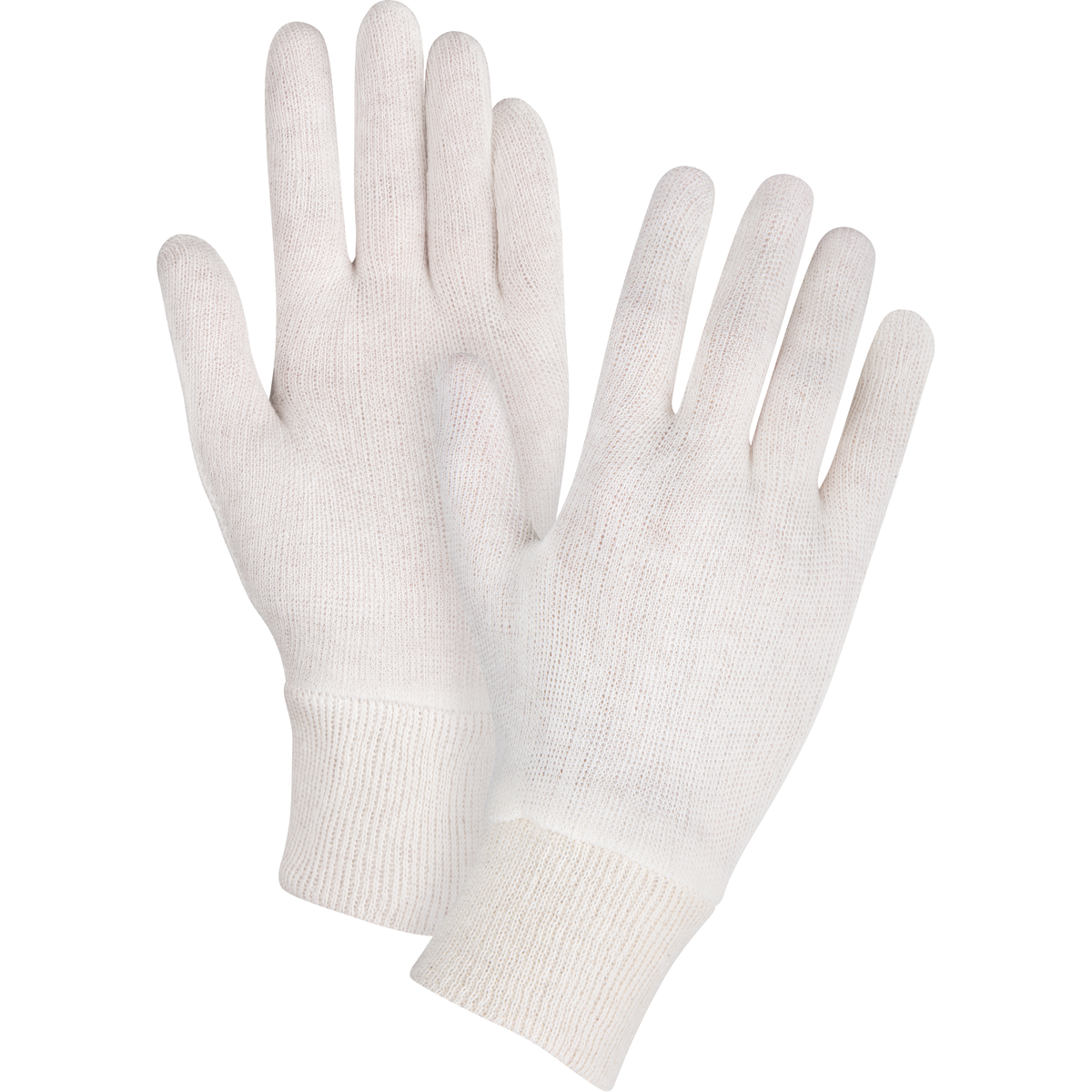 Gants d'inspection de poids moyen, poly/coton, poignet poignet en tricot, hommes
