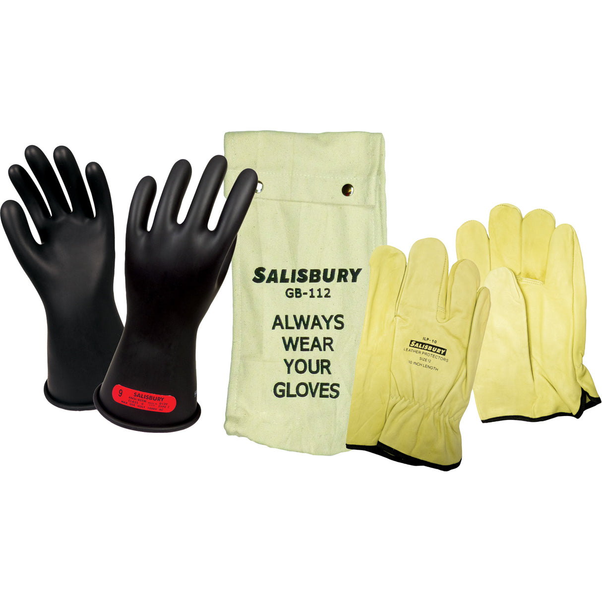 Ensemble de gants isolés contre l'électricité Salisbury, ASTM classe 0, 11" lo