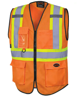 Gilet de sécurité à fermeture éclair avant, Orange haute visibilité, Polyester