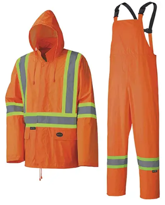 Combinaison de pluie imperméable et légère, Polyester/PVC, Orange haute visibilité