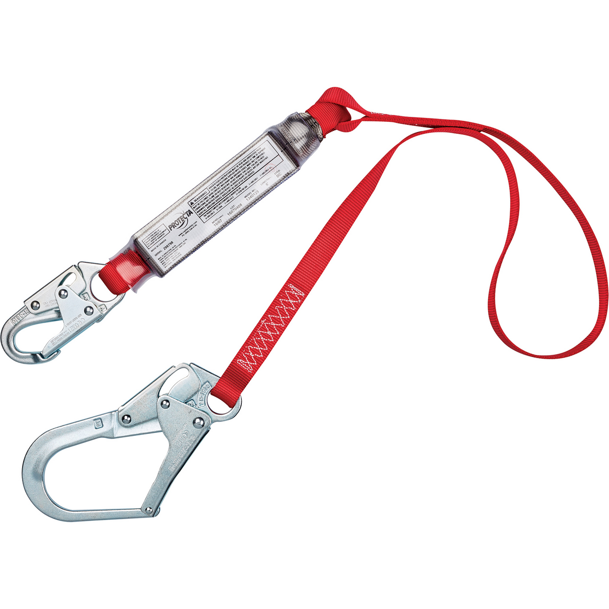 Cordon amortisseur de chute, 4', point d'ancrage à Crochet mousqueton, crochet d'armature aux jambes, polyester