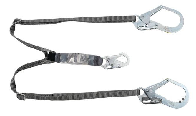 Longe double fixe avec absorbeur d’énergie V-Series, 4',gros crochet