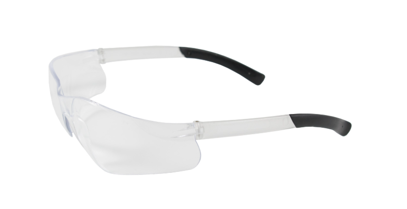 Lunettes de sécurité sans monture avec branches claires, lentille claire et enduit anti-rayures
