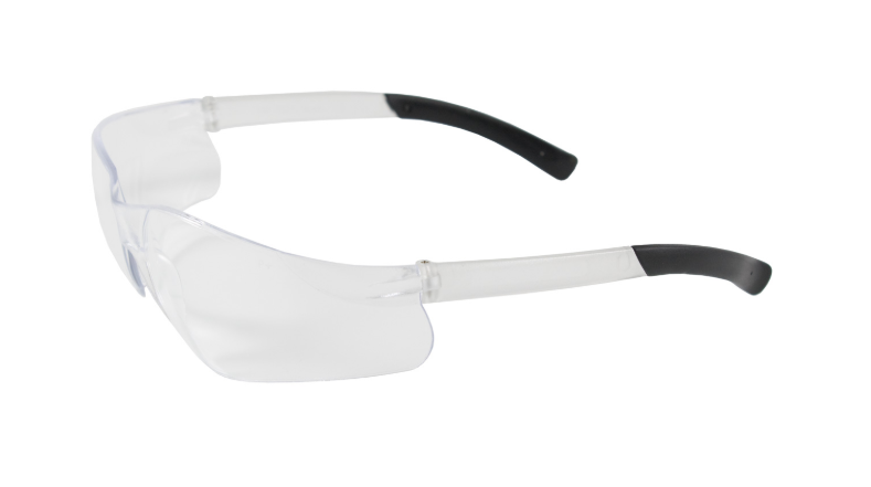 Lunettes de sécurité sans monture avec branches claires, lentille claire et enduit anti-rayures et anti-buée