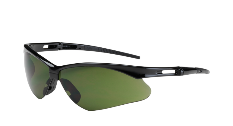 Lunettes de sécurité semi-rimes avec monture noire, lentille ir filter shade 3.0 et revêtement anti-rayures