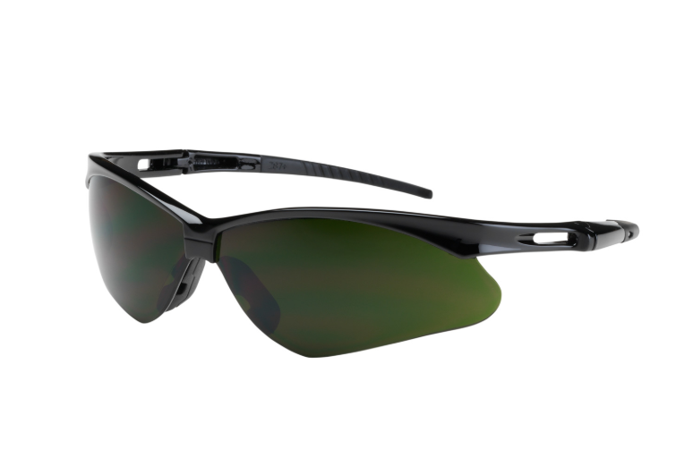 Lunettes de sécurité semi-rimes sans jante avec cadre noir, lentille d'ombre de filtre IR 5.0 et revêtement anti-rayures