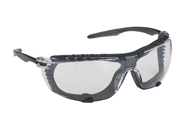 Lunettes de sécurité sans bord avec cadre clair, objectif clair, rembourrage en mousse et revêtement 4A