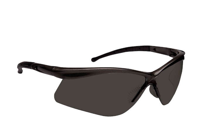Lunettes de sécurité semi-rimes avec monture noire, lentille de fumée et revêtement 4A