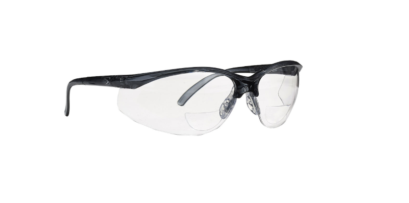 Lunette de sécurité semi-rimes avec cadre gris, objectif clair et revêtement 3A