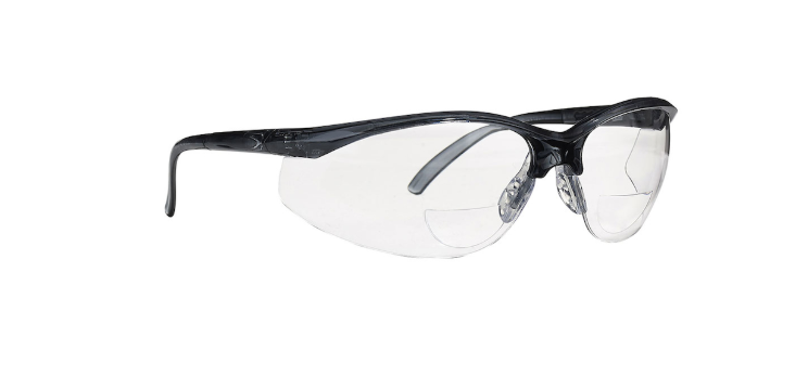Lunette de sécurité semi-rimes avec cadre gris, objectif clair et revêtement 3A